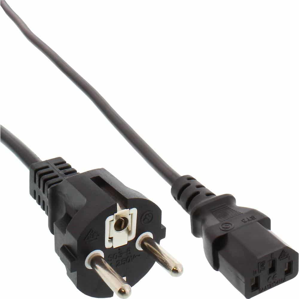 Изключително дълъг/цветен мрежов кабел, защитен контакт директно към IEC щепсел C13